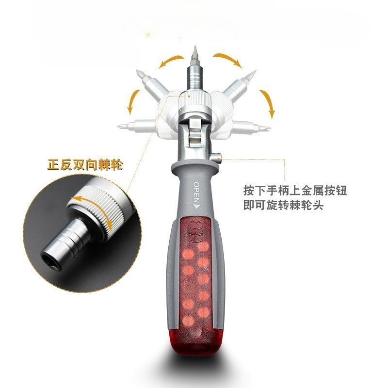 10 In One Ratchet Screwdriver Set Cross Plum Blossom Multifunctional and Multi Angle Screwdriver Manual EDC Repair Tool