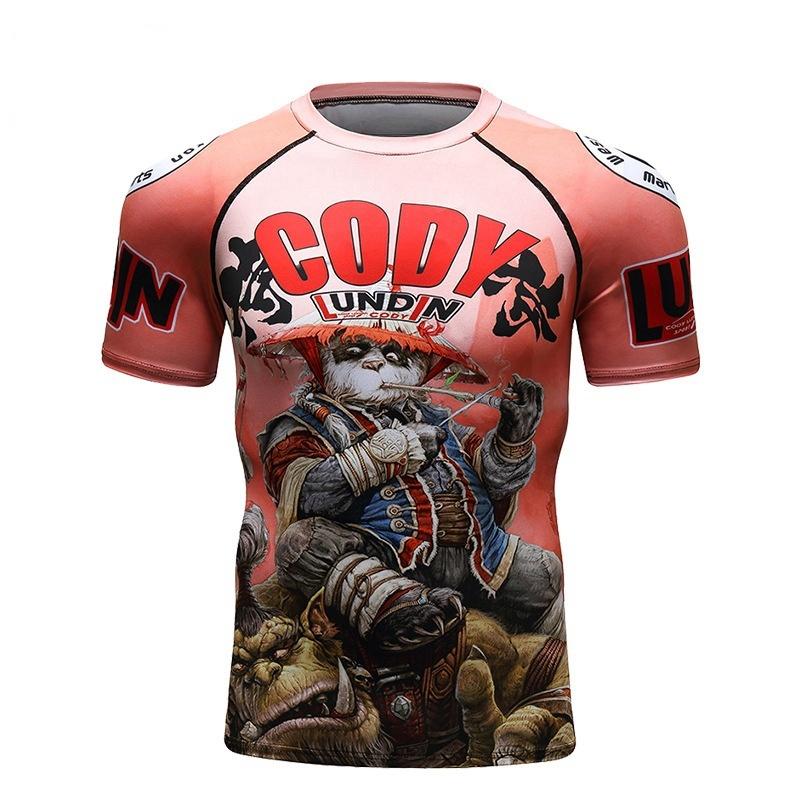 Men's 3D Digital Animal 3D Printed Quick Drying Short Sleeve T-shirt Sports Tight Fit Casual Shirt Large Size for Autumn