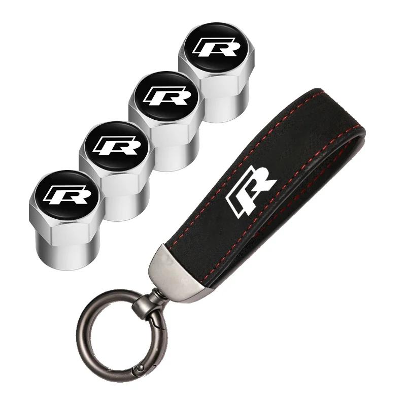 VEMZG1 2026 Hot For VW VOLKSWAGEN Car Tire Wheel Valve Caps Cover Suede Car Key Chain Ring Keychain For VW GTI Scirocco Polo T5 Passat