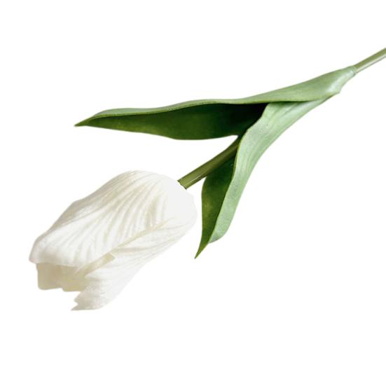 Artificial Tulip Flower Real Touch PU Faux Tulip Flower Stem with Leaves for Wedding Floral Arrangement Spring Home Office Table Decor