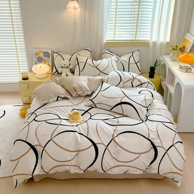 Abstract Lines Pattern Duvet Cover Set Modern Geometric Bedding Set 100% Cotton Skin-friendly Comforter Cover with 2 Pillowcases