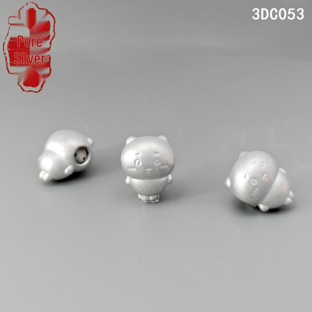 Chiikawa Pure Silver 999 Bead - Kii, Hachi, Nyan, Usagi 3D Design Silver Rope DIY Accessories