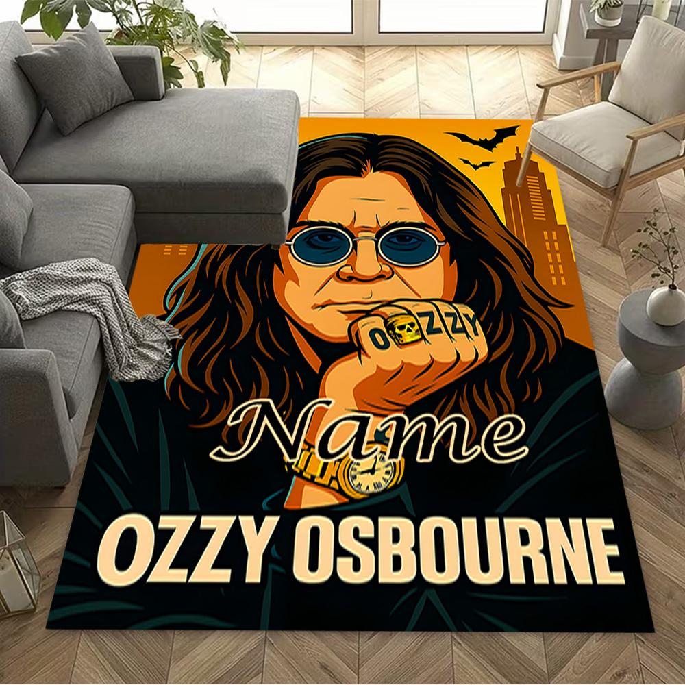 Ozzy Osbourne: Legend Personalized Name Floor Rug Office Rug Design for Foyer Dining Room Entryway Bedrooms Antislip Carpet Office home decor