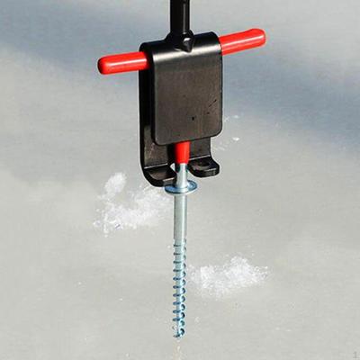 4Pcs Ice Fishing Anchors Shanty with Power Drill Adapter Portable Threaded Tent Pegs
