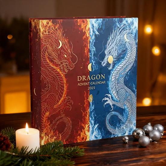 Dračí tématický adventní kalendář 2025 24 dní Akrylová ozdoba s překvapením Miniatury Vánoční odpočítávací dekorace na stromek a sváteční výzdobu