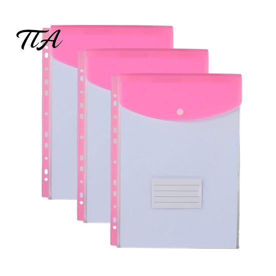 Snap Button Envelope 11 Hole Expanding File Pockets, Reusable PP Document Sleeves, Transparent Tear-resistant Bag Waterproof Organizer for Home Office