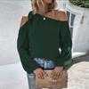 Spring Office Lady Fashion Off Shoulder Shirt Women Tops Long Lantern Sleeve Loose Clothes Crew Collar Chiffon Blouses 25468