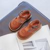 Girls' Sandals Summer Student Hollow Princess Shoes Children Closed Toe Roman Leather Shoes
