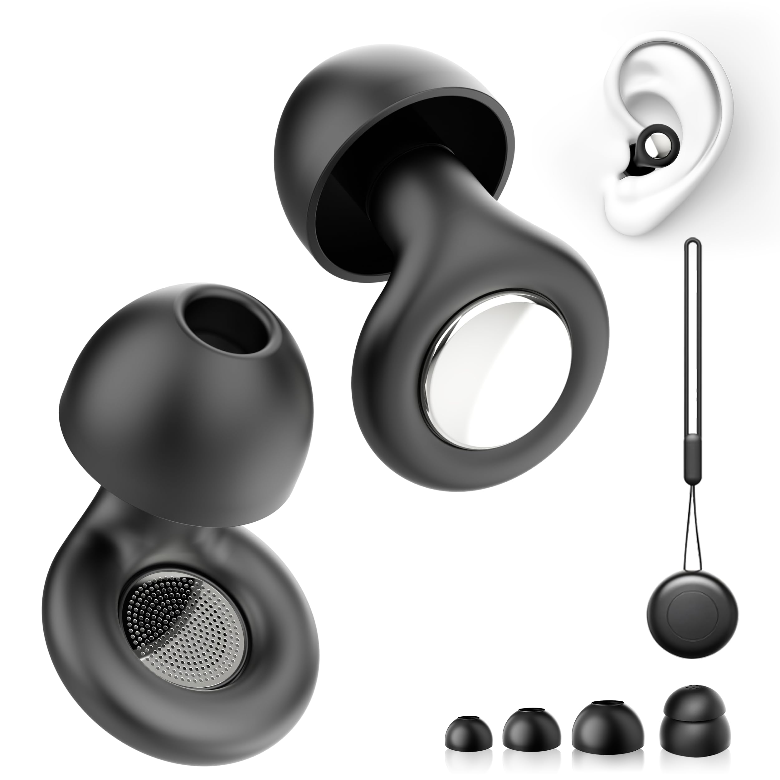 

Sleep Complete Sound 50dB Noise Snoring Noise Hearing Restful Includes Storage Unisex White Earplugs, Blocking, Reduction, Prevention, Cancelling, белый