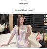 2026 Women's Sweet Casual Mid-Length Plus Size Striped V-Neck Short-Sleeve Nightgown