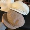 Dome Female Painter Cap Solid Color Octagonal Brimless Hat Vintage Women Artist Hat  Winter