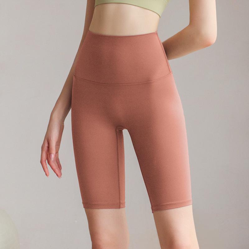 Women's High-Waist Nude Yoga Shorts - Quick-Dry, Hip-Lifting, Pilates & Cycling Leggings