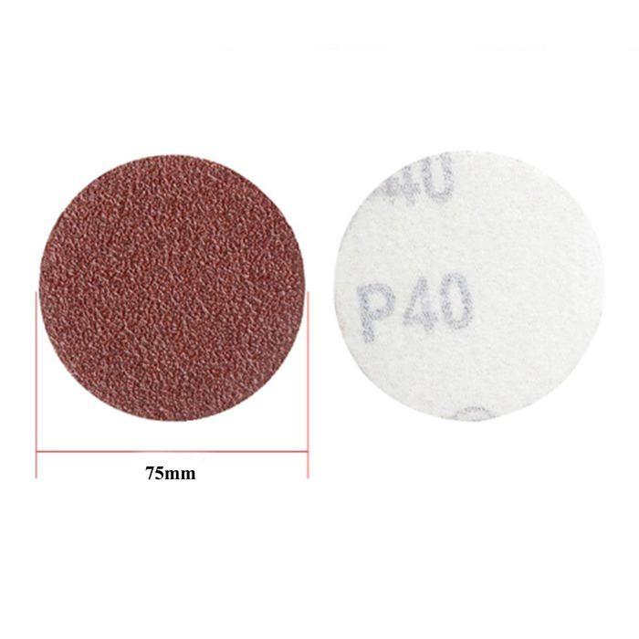 Disques abrasifs 75 mm grain 60 – 60 pièces, oxyde d'aluminium auto-agrippant pour bois, métal, plastique, verre