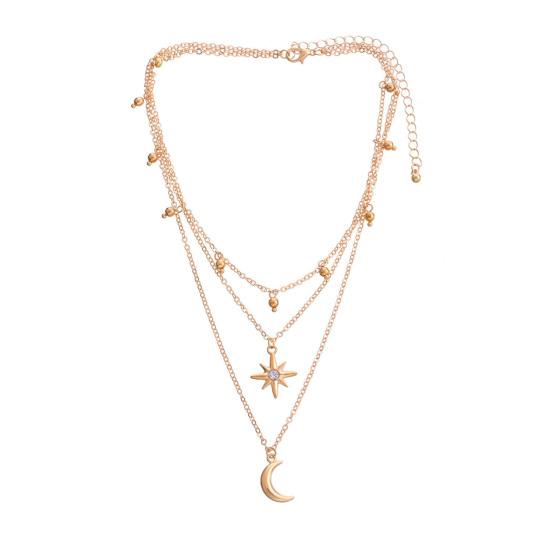 

Многослойное колье-колье со стразами, металлическое ожерелье в виде полумесяца и шипованного колокольчика, хрустальное колье с бриллиантом, подвеска-ожерелье, свитер-цепочка золотистый