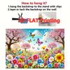 2D Colorful Spring Backdrop, Peach Blossom Garden with Butterflies Photography Background for All Occasions