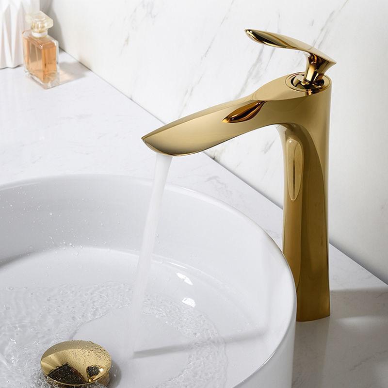 Golden Maple Leaf Basin Faucet For Hot And Cold Household Use Raised Washbasin Washbasin Countertop Basin Single Hole Faucet