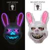 Halloween Horror Bloody Head Cover Mask Led Multicolor Rabbit Cosplay Face Mask Halloween Carnival Costume Headgear Props