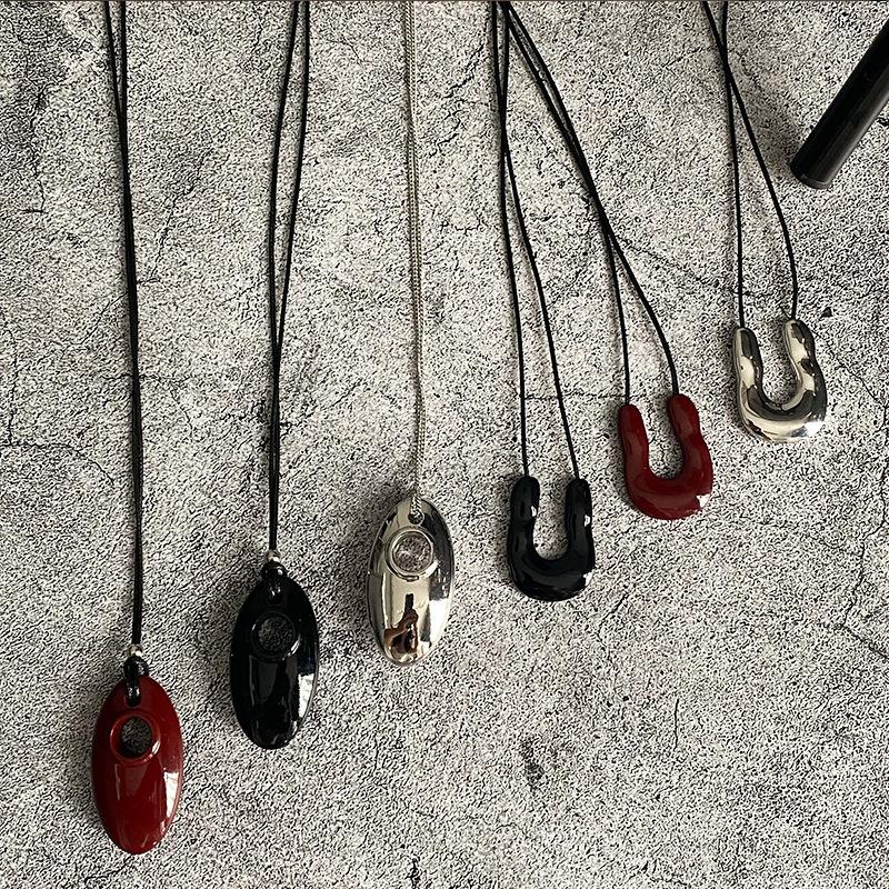 Vintage U-formad Metallhalsband För Kvinnor Långt Rep Geometriskt Hänge Tröjhalsband Accessoarer Gåva