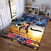Top Gun Themed Carpet with Fighter Jet and Sunset Background Design Suitable for use as an anti-slip for living room bedroom sofas