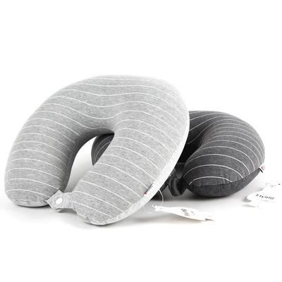 Memory Foam Travel Neck Pillow U Shape Cotton Pillowcase with Cooling Stripe Design for Airplane Office Home Support