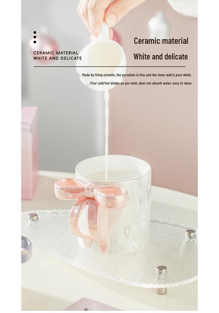 Elegant Bow Ceramic Mug - Luxury Gift for Friends and Office