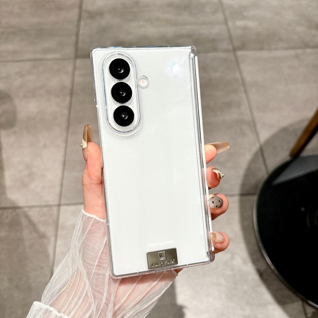 Transparent Silver Medal Magnetic Hinge Protect Case for For Samsung Galaxy Z Fold 8 Ultra 7 6 for Magsafe Wireless Charge Cover