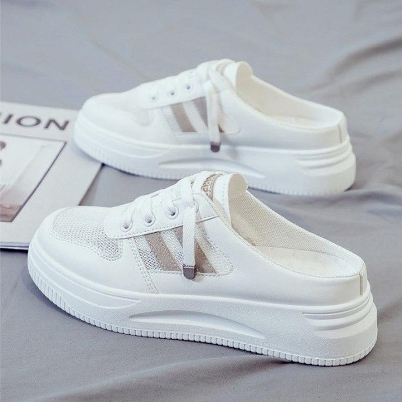 Women's Sneakers Mules Comfortable Slip On Flat Breathable Lightweight Platform Casual Open Back Mesh Walking Shoes Sneaker Outdoor Slippers for Women