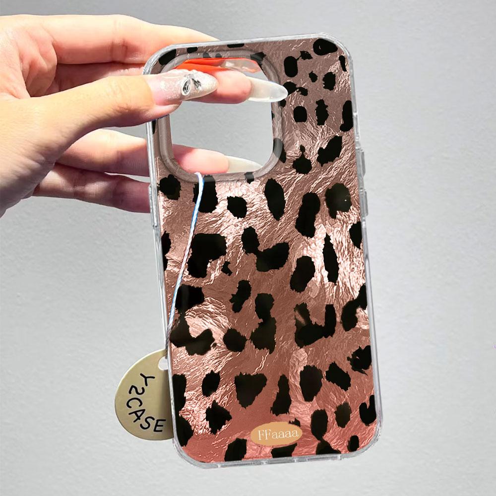 Schwarzes Leopardenmuster Mode INS Handyhülle für iphone 17 Air 16 15 14 13 11 12 Pro Max 7 8 Plus X XS XR SE 2022 2020 16e Hülle