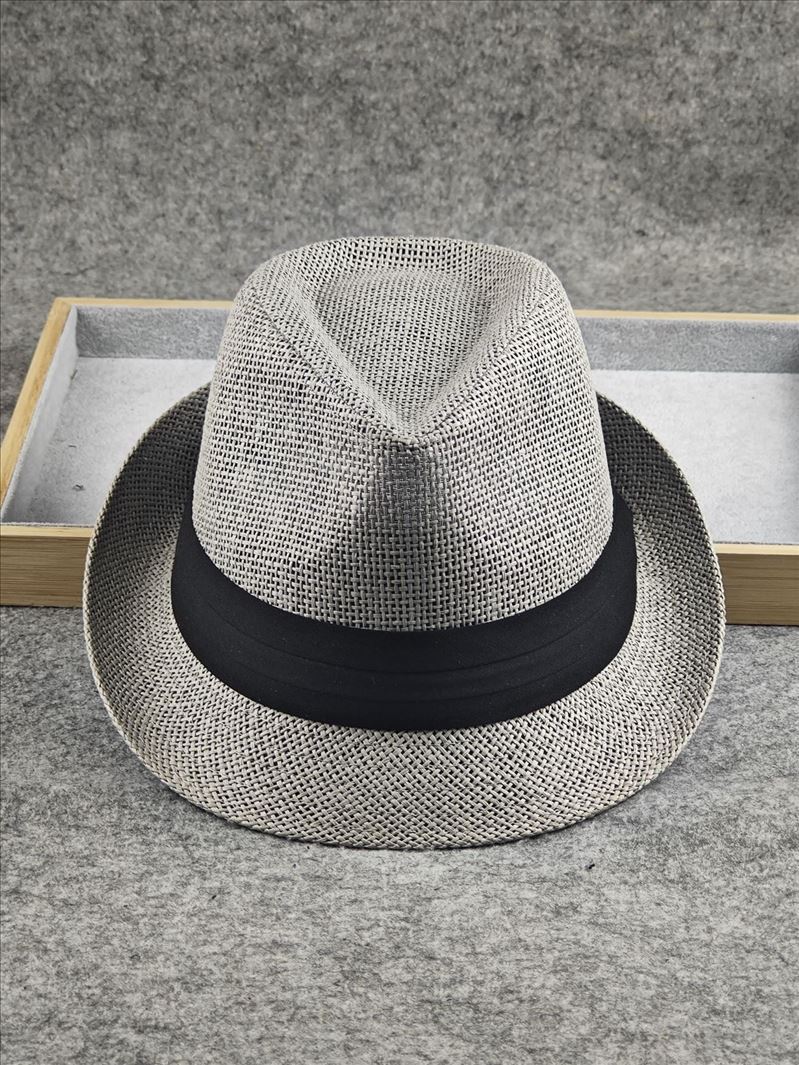

Жесткая и стильная соломенная шляпа-цилиндр, британская шляпа в стиле фан-джаз, большая окружность головы, мужская шляпа, летняя солнцезащитная шляпа для пары Large L59-61cm серый