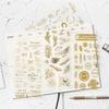 3 Sheets Scrapbook Stickers Self-Adhesive Gold Glitter Decals Family Gift Packaging Letter DIY Craft Office Art Decoration