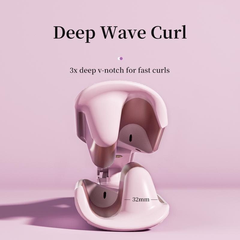 32mm Deep V Wave Hair Curler with 80M Negative Ions, 10-Minute Styling for Long Lasting Beach Waves, Anti-scald Ceramic Waver