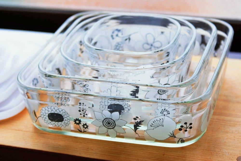 iwaki Shinji Kato BLOMMA Square SS 200ml Heat-Resistant Glass Storage Container, Pack & Microwave B3200-SND1