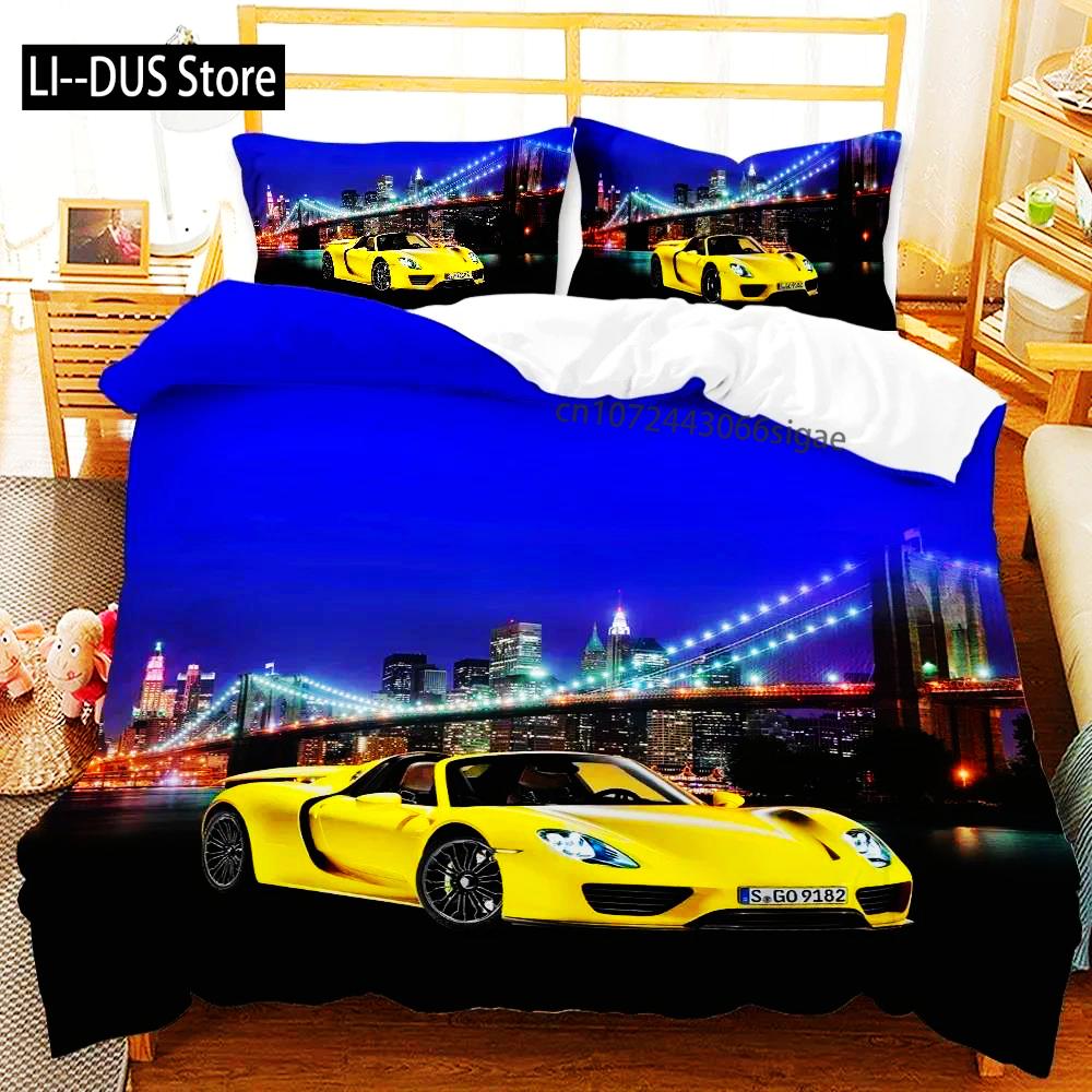 Race Car Extreme Sports Cool Car Sports Bedding Set Boys Girls Twin Queen Size Duvet Cover Pillowcase Bed Boys Adult