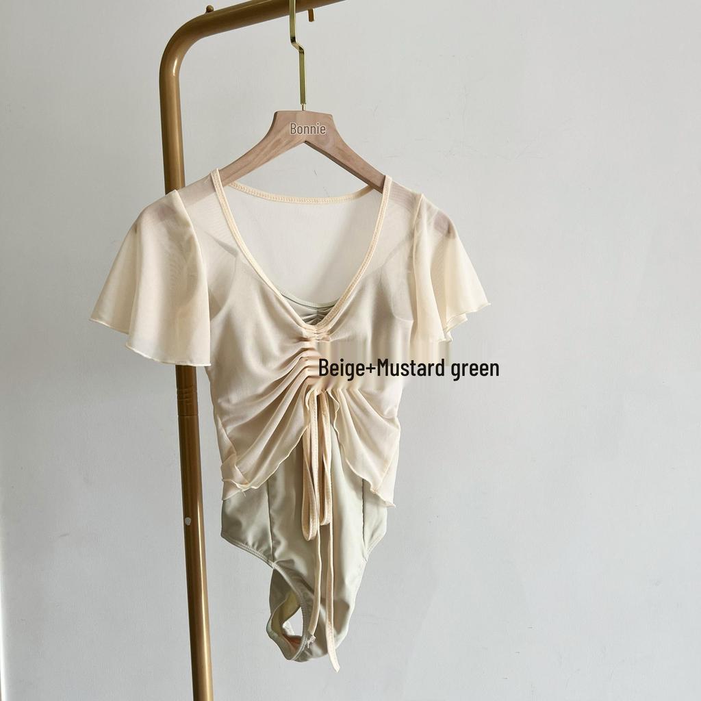 Bonnie Dancewear Women's Ballet Mesh Top - Short/Long Sleeve Body Shaping Outerwear for Gymnastics
