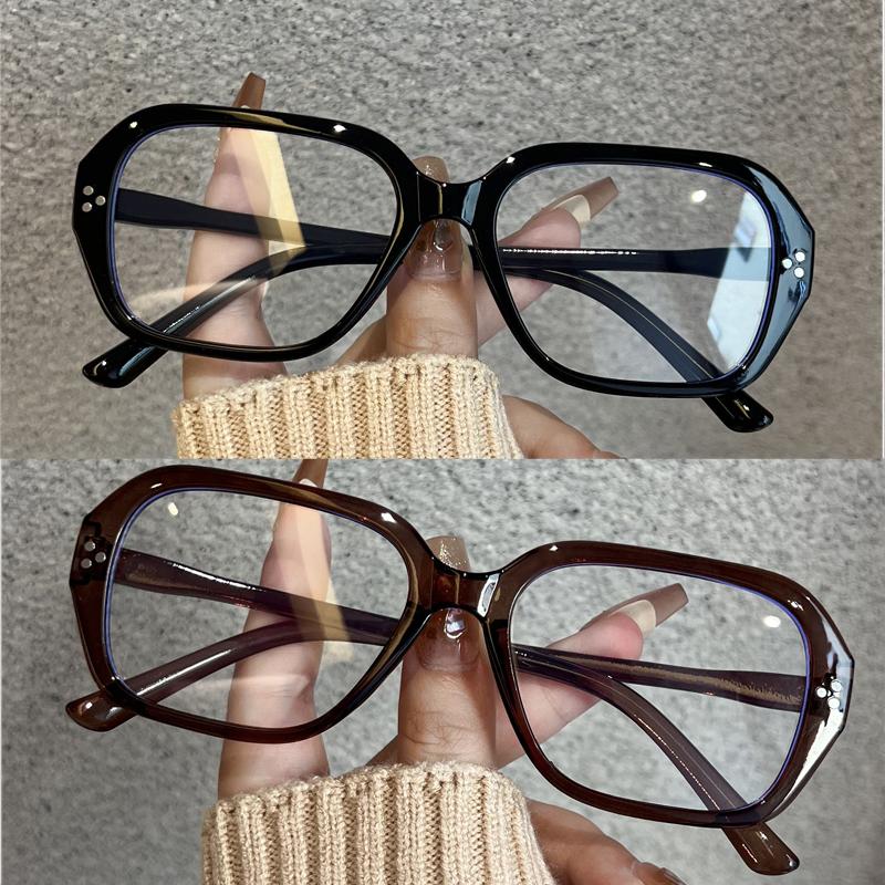 2Pcs Retro Oval Big Frame Glasses Women'S Anti Blue Light Glasses Fashion Style Leopard Print Eyeglasses Frame