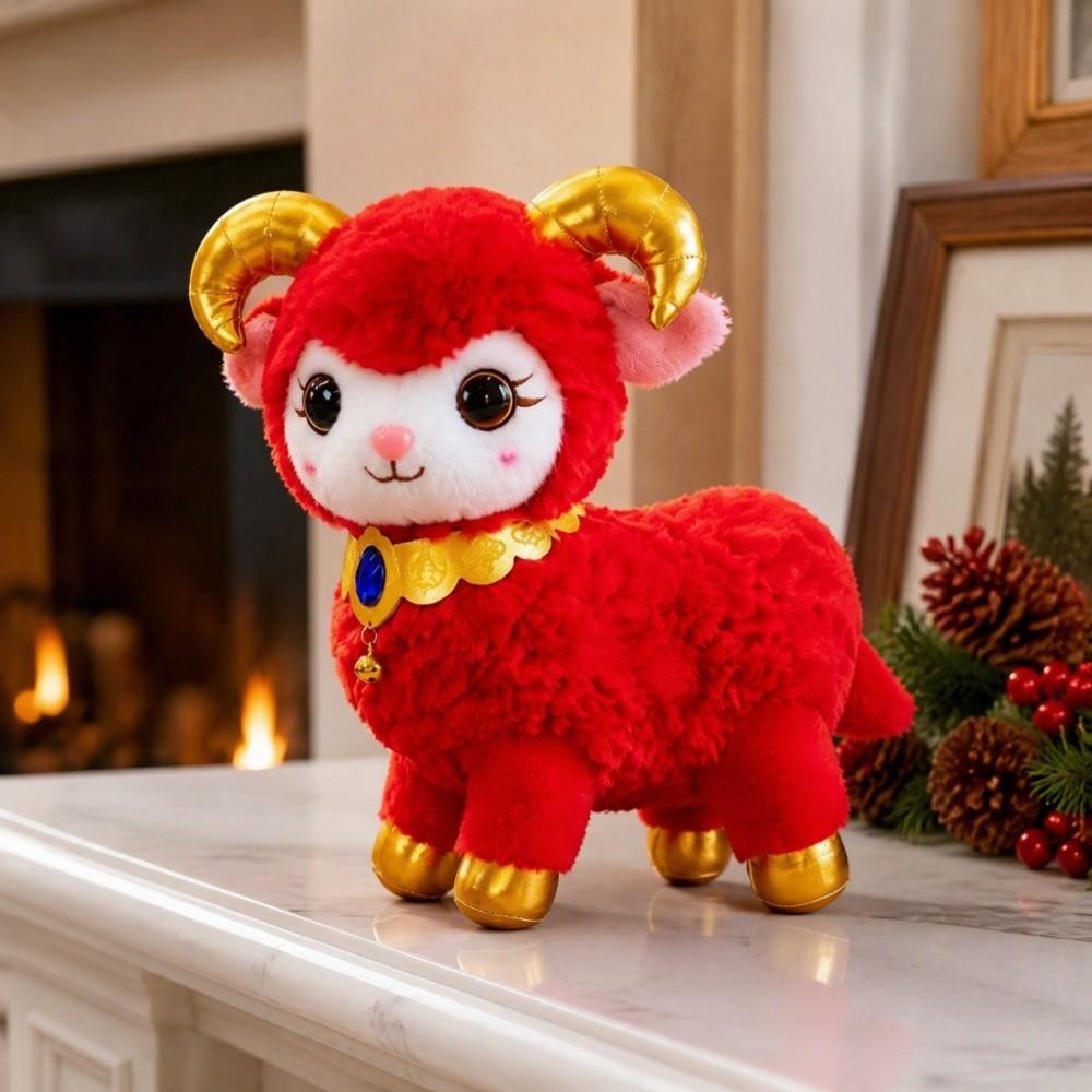 Lucky Plush Animal Toy Cartoon Zodiac Sheep Doll Sheep Mascot Doll Chinese New Year Gift