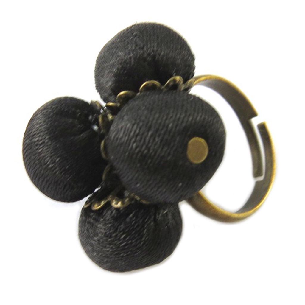 Les Trésors De Lily [P1668] - Bague artisanale 'Les Antoinettes' noir (fait main)