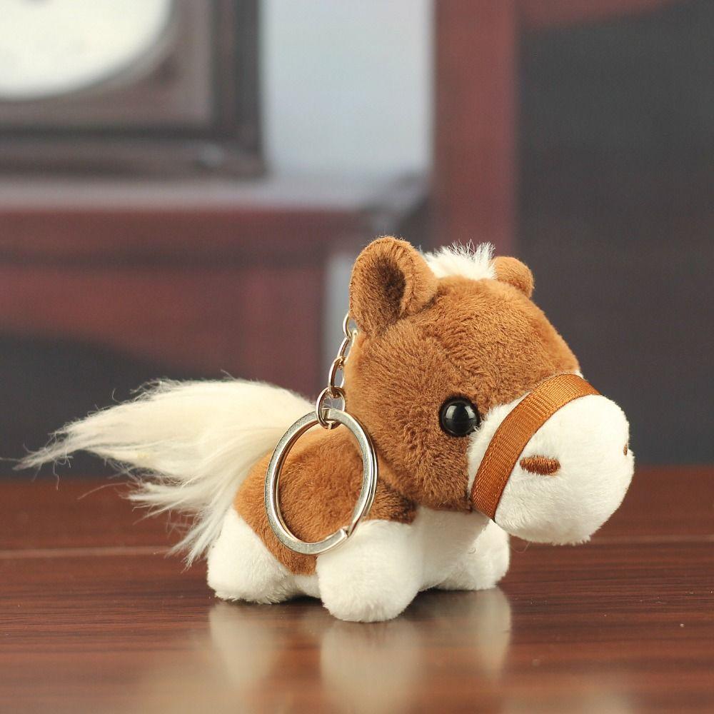 Mini Plush Horse Keychain Creative Cartoon Steed Doll Zodiac Pony Figurine Year of Horse