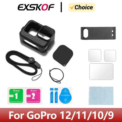 Carcasă din silicon, sticlă securizată, folie de protecție pentru lentilă laterală, capac de protecție pentru GoPro Hero 12 11 10 9, accesorii pentru cameră de acțiune