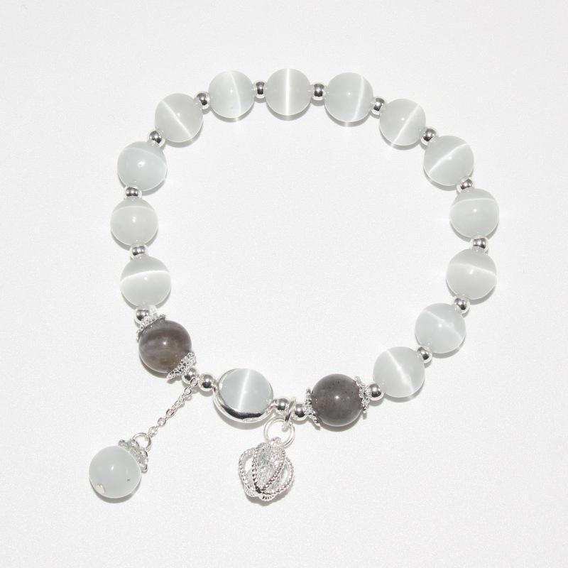 

Популярный на Xiaohongshu и Douyin женский браслет из бусин «кошачий глаз» - эстетика в ретро-литературном стиле белый