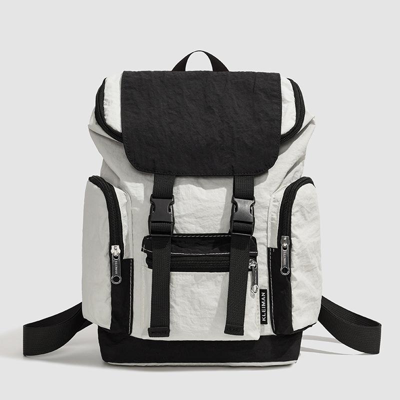 

commuting to work versatile outing contrasting color backpack new girls casual tooling style backpack сірий колір