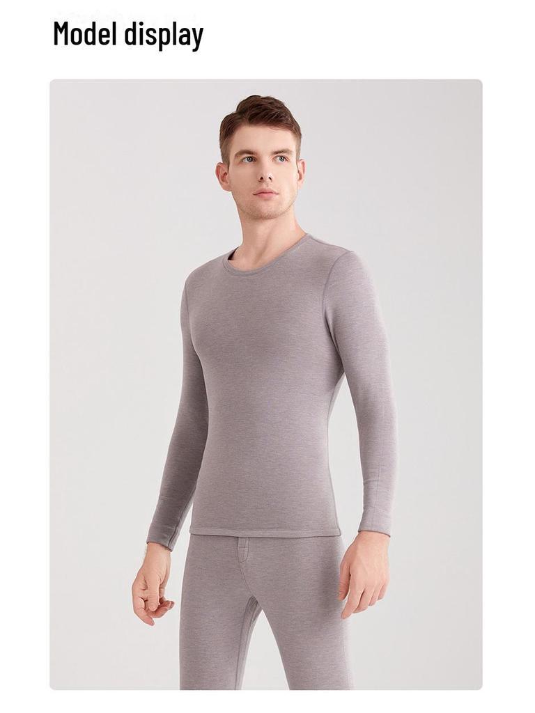 Delong Men's LED Silk Cashmere Thermal Underwear Set - Antibacterial, Warm Autumn Suit