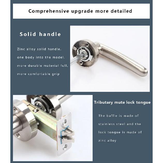 Door Handle Door Handle Lock Square Slot Privacy Mask Interior Bedroom Room Bathroom Three-bar Ball Lock Hardware