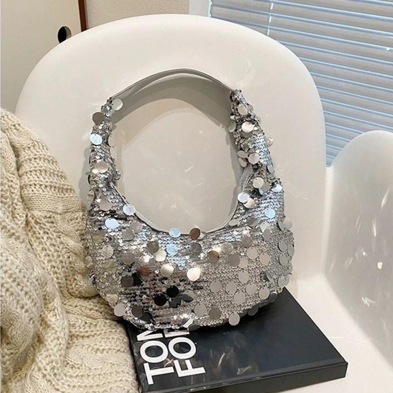 

2025 New Fashion Women s Colorful Sequin Handbags Evening Clutch Bag Unique Design New Moon Bag Trendy Underarm Bag Tote Bag