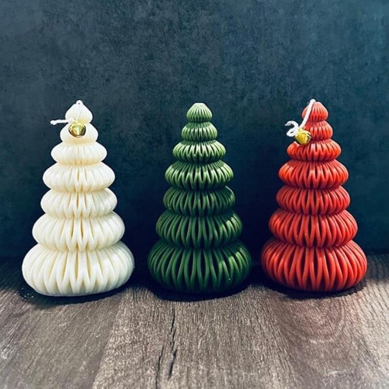 1-4PCS Christmas Tree Silicone Mold 3D Candle Molds for Making Tree Shaped Epoxy Resin DIY Wax Candles Gift Decor
