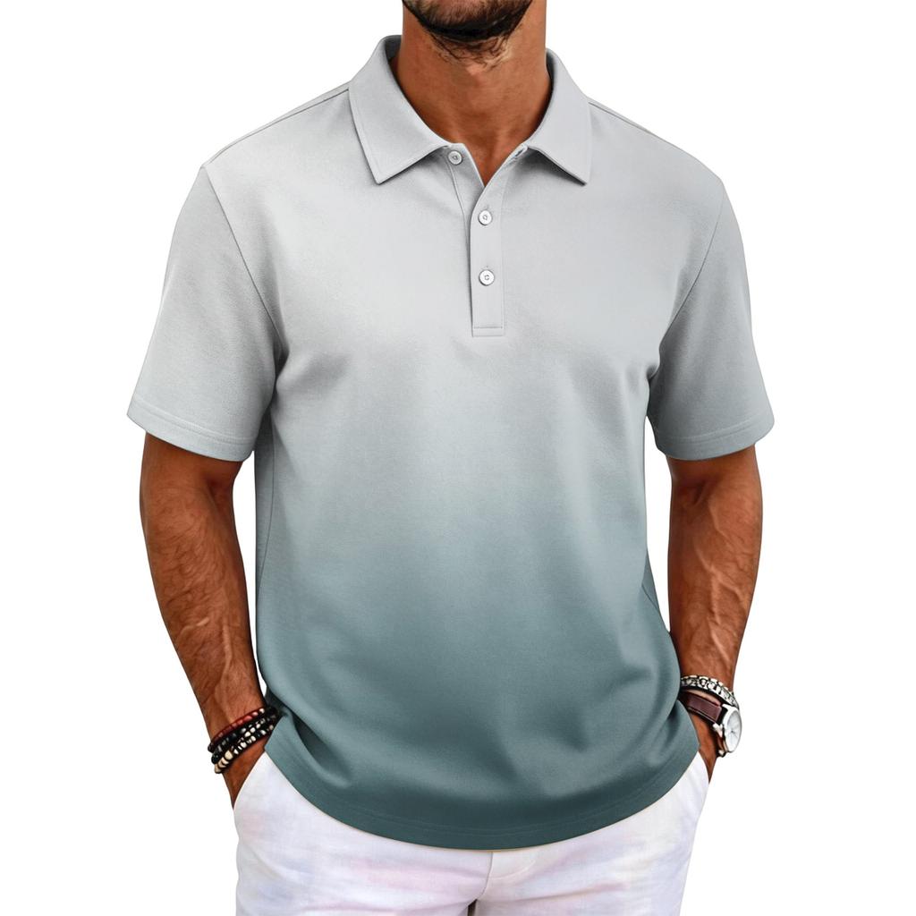 Men Short Sleeve Polo Shirt Classic Fit Lightweight Breathable Fabric Business Casual Solid Basic Collar Top