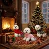 WOYYHO Small Dog Sweater Dress with Bowtie Dogs Clothes Sweater Pleated Skirt with Leash Hole Puppy Winter Outfit Dog Pullover Knitwear Puppy