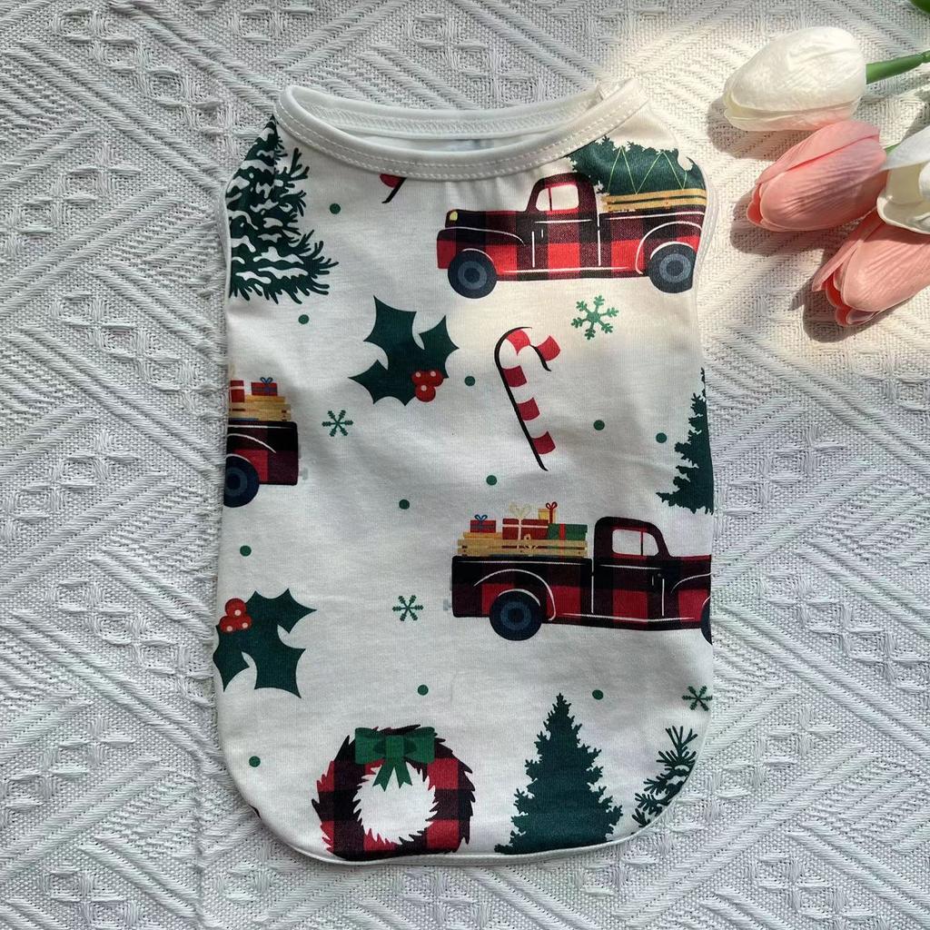 Summer Christmas Vest Pet Dog Dog Cat Thin Breathable Teddy Bigbear Small Dog Pet Clothing