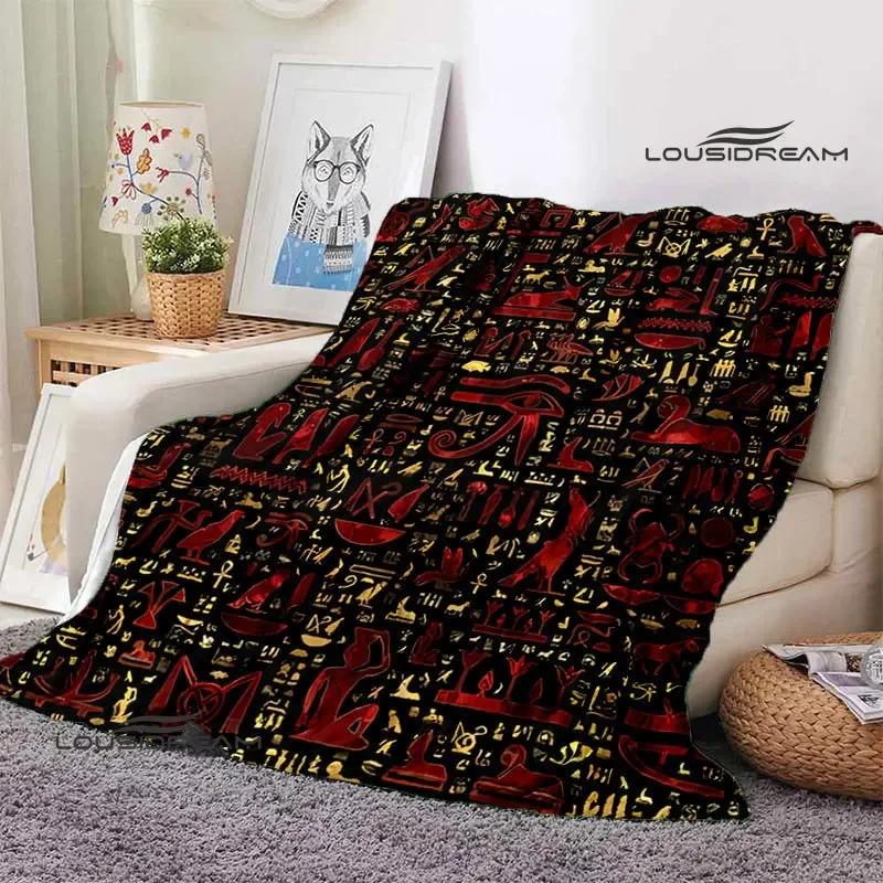 Egyptian Pictograph And Symbol Printing Blanket Fashion Warm Blankets Home Travel Soft And Comfortable Blanket Birthday Gift