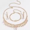 Bridal Jewelry Zircon Sparkling Rhinestone Necklace Earrings Set Fashion Bracelet Earrings Three-Piece Set Women